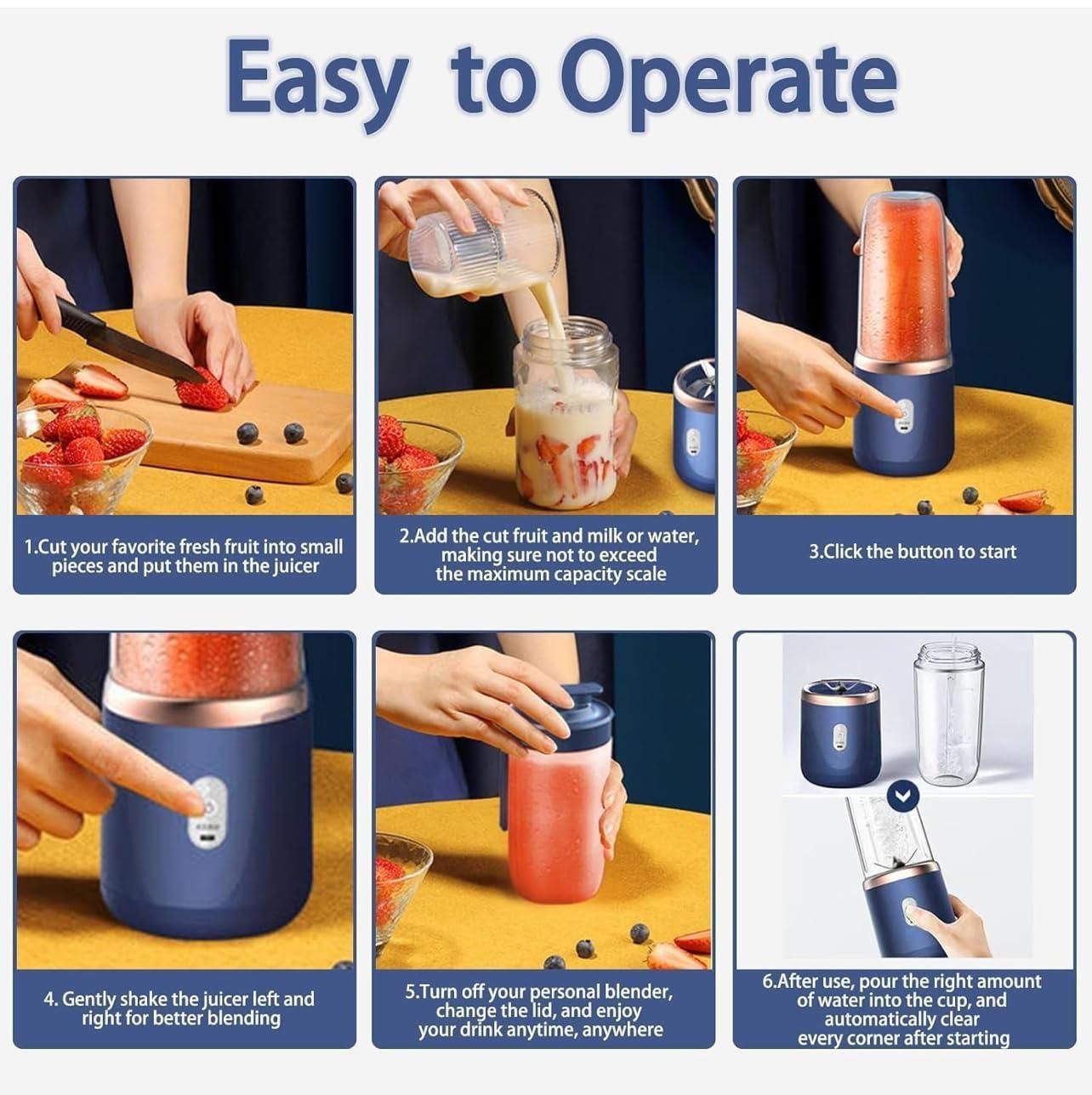 Portable Mini Juicer – USB Rechargeable Blender for Travel & Home